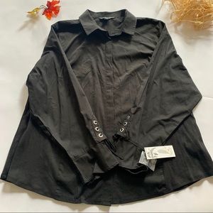 NWT Plus Zac & Rachel Black Button Down Blouse 2XL